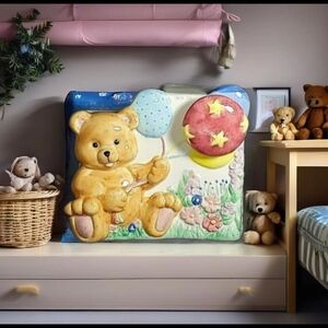 Charming Antique Napcoware Teddy Bear Balloon Music Box Planter Whimsical Nurser